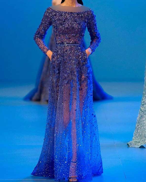 مدل لباس مجلسی لمه آبی