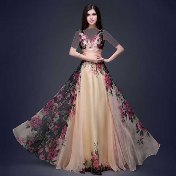 مدل لباس مجلسی حریر گلدار جدید
