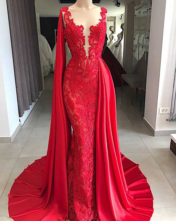 مدل لباس مجلسی گیپور قرمز
