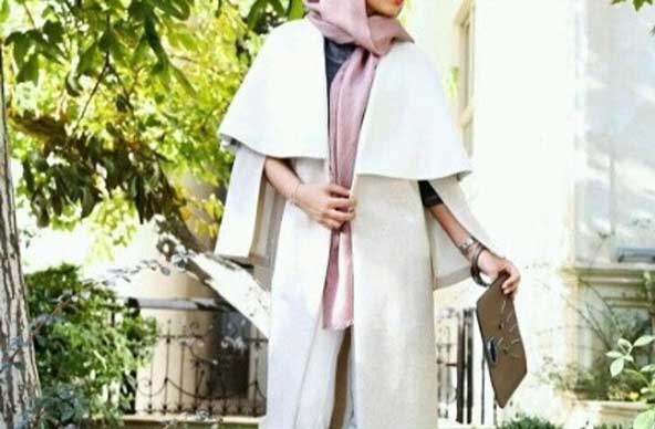 مانتو مدل شنلی بلند جدید دخترانه سفید رنگ