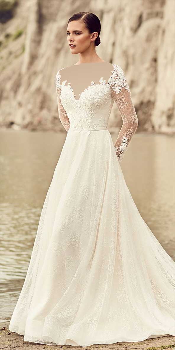مدل لباس عروس گیپور آستین دار ۲۰۲۲