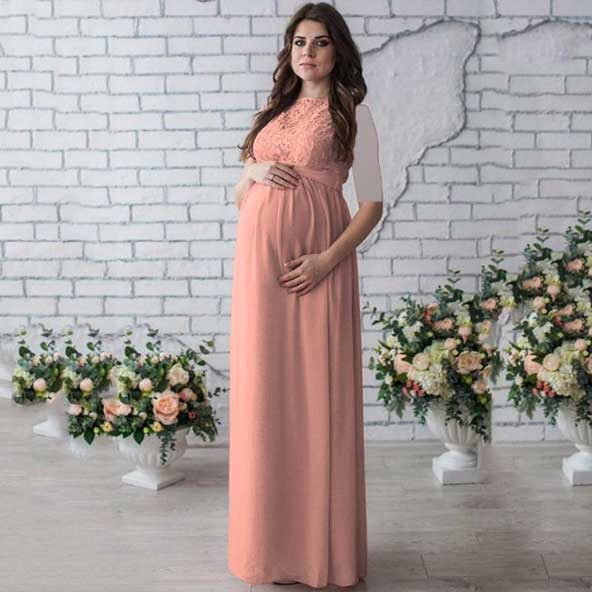 لباس مجلسی حاملگی ۱۴۰۳ گیپور با ساتن