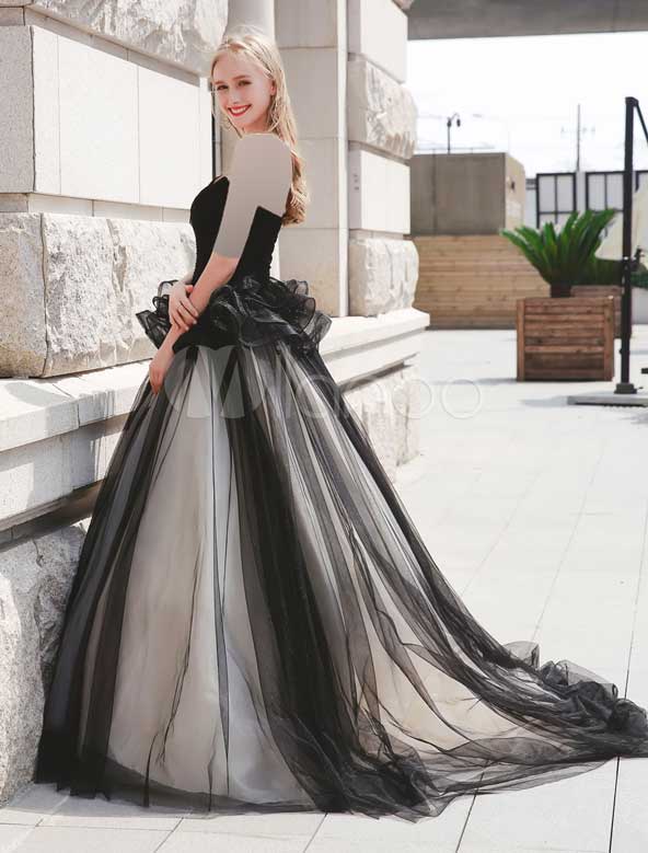 مدل لباس مجلسی پرنسسی دنباله دار 2019