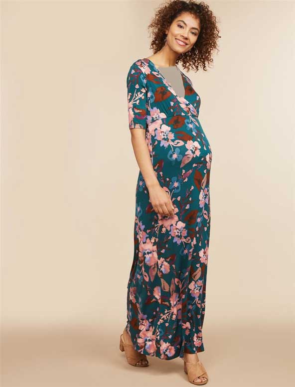 مدل لباس بارداری بلند ۲۰۲۴ با پارچه گلدار