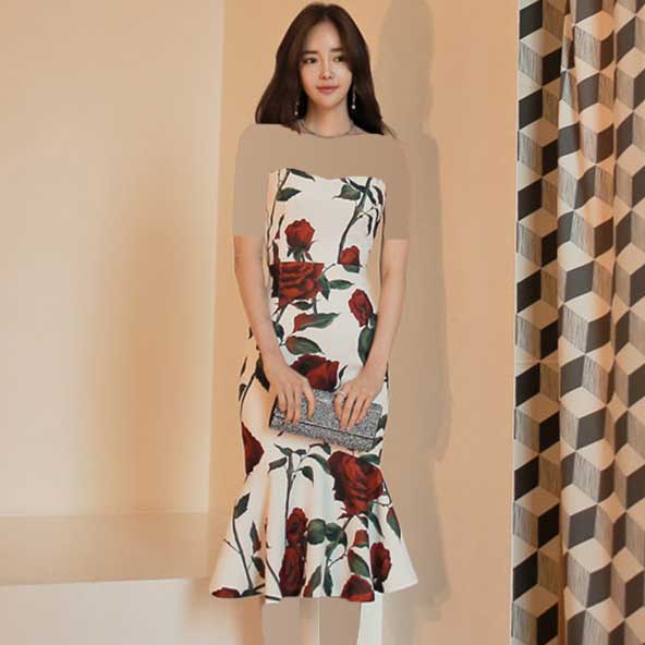 مدل لباس مجلسی گلدار ۲۰۲۲ جدید کره ای