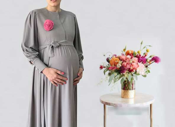مدل مانتو گل برجسته بلند و شیک مخصوص بارداری