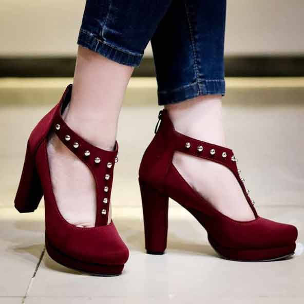 کفش زنانه 98 مجلسی مدل نگین دار قرمز رنگ