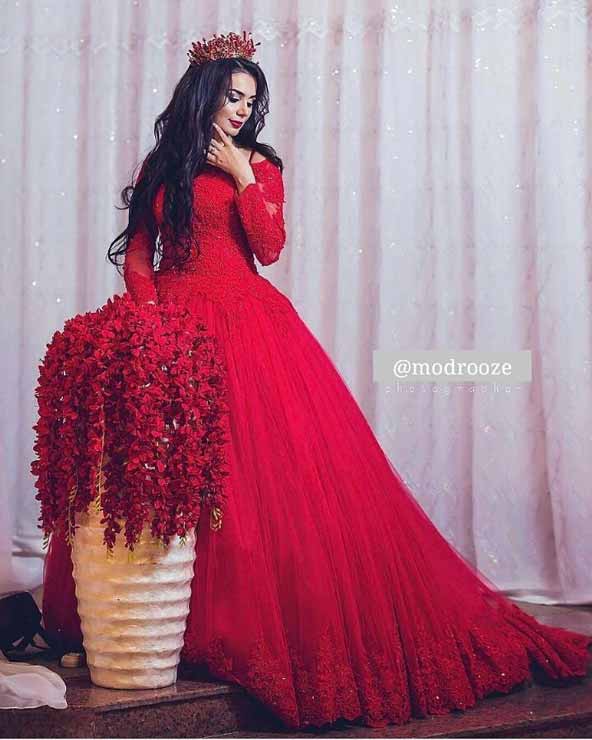 مدل لباس پرنسسی ایرانی امسال به رنگ قرمز