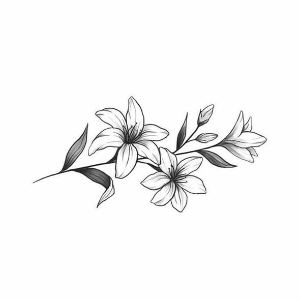 تصویر گل یاس سیاه سفید جدید با مداد