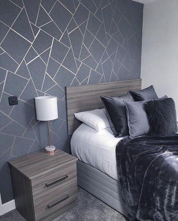 مدل جذاب کاغذ دیواری طوسی رنگ ۲۰۲۲ برای اتاق خواب