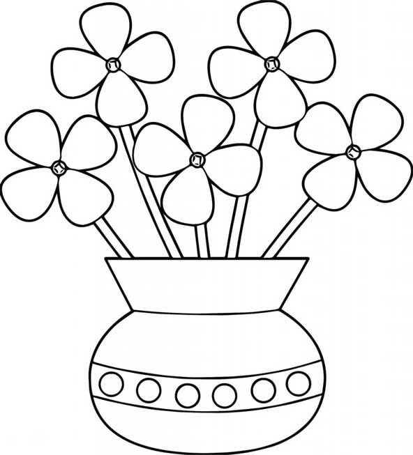 نقاشی آسان و بچه گانه گلهای داخل گلدون