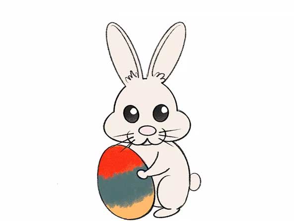 تصویر زیبای نقاشی شده خرگوش با تخم مرغ رنگی برای نوروز ۱۴۰۲