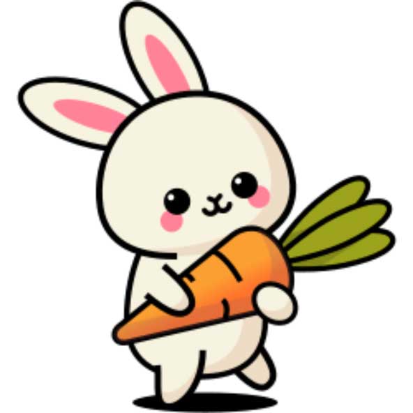 خرگوش انیمیشنی با هویج توی دستش