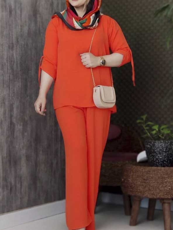 ست ابروبادی نارنجی رنگ بسیار زیبا و راحت زنانه با تضمین دوخت و کیفیت
